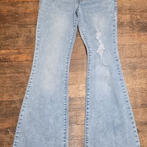 art class Light Blue Flared Jeans with Distressed Knee